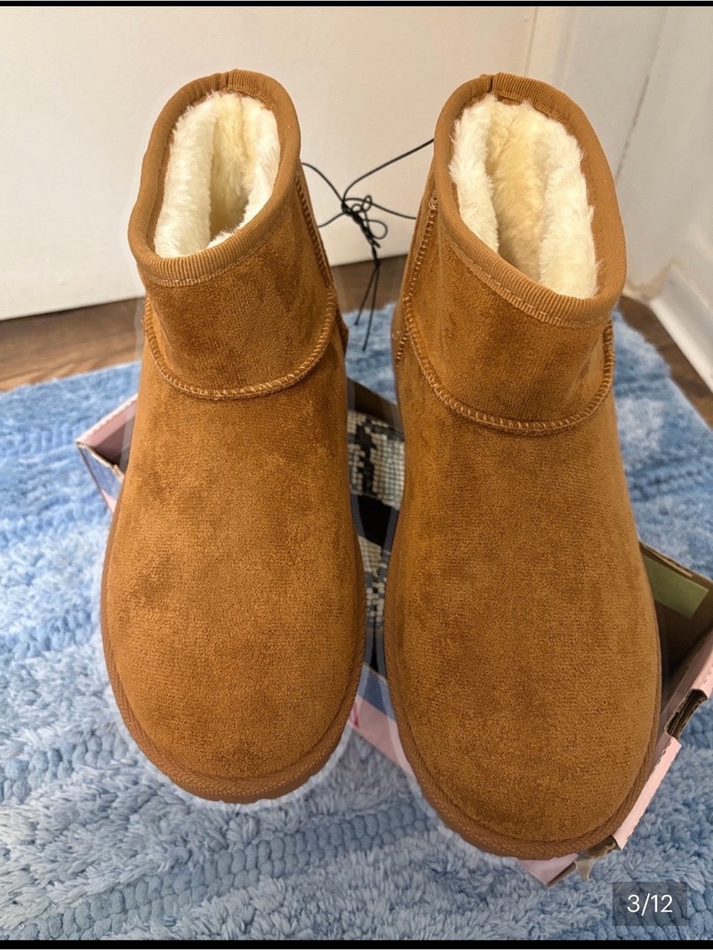 pop Chestnut Brown Short Shearling Ankle Boots Size 10 NWT
